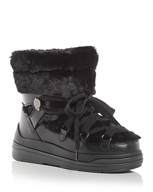 Shop Moncler Women's Insolux Faux Fur Trim Snow Boots In Black