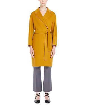 Max Mara Arona Virgin Wool Coat In Ochre