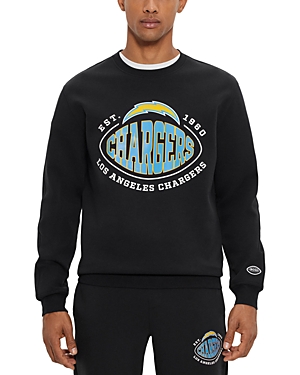 Shop Hugo Boss X Nfl Los Angeles Chargers Crewneck Sweatshirt In Black