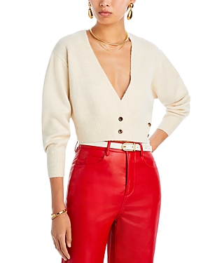 Fore V Neck Cropped Cardigan In Ivory