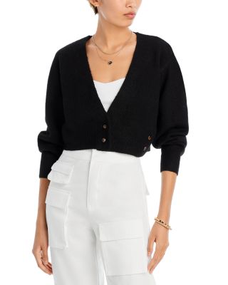 V-Neck Cropped Cardigan with Button Front main image 0