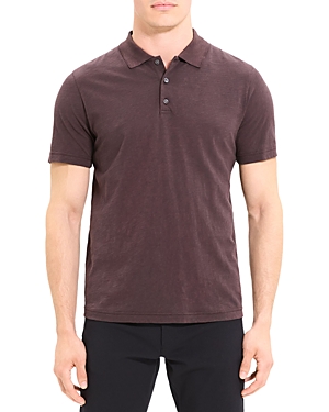 Theory Bron Cotton Regular Fit Polo Shirt In Purple