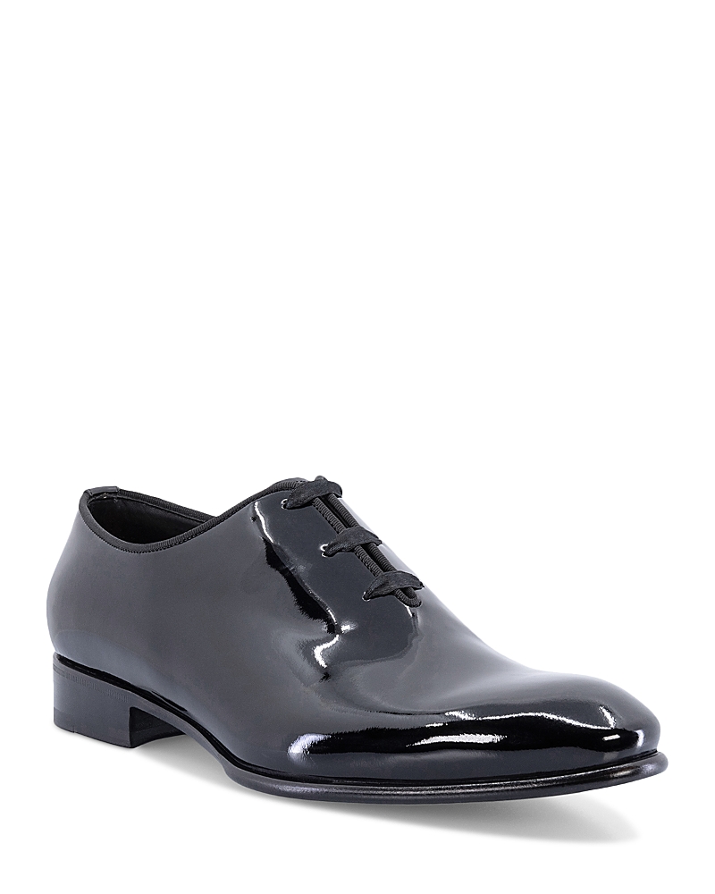 Santoni Patent Carter Wholecut Oxford Shoes In Black-n01