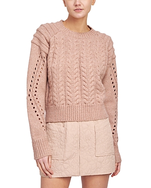 En Saison Gemma Cable Knit Sweater In Peach Pink