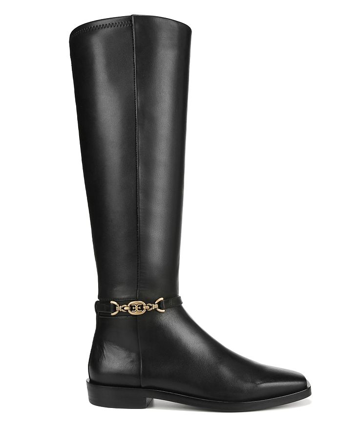 Shop Sam Edelman Women's Clive Embellished Riding Boots In Black Leather