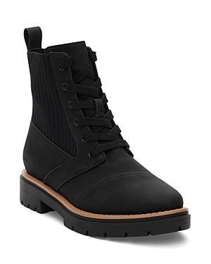 Shop Toms Women's Ionie Lace Up Lug Boots In Black Nubuck