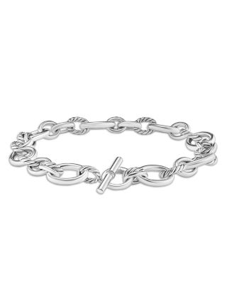 Sterling Silver DY Mercer Diamond Polished Link Collar Necklace, 17"