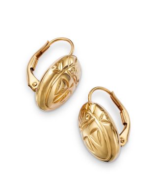 Scarab Drop Earrings in 14K Yellow Gold