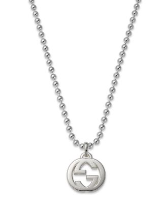 Gucci Sterling Silver Interlocking G Pendant Necklace, 21.65 ...