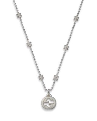 Gucci - Sterling Silver Interlocking G Cluster Chain Necklace, 14"