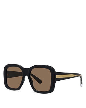 Shop Stella Mccartney Square Sunglasses, 55mm In Black/brown Solid