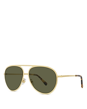 Stella Mccartney Pilot Metal Alloy & Plastic Aviator Sunglasses In Gold/green Solid