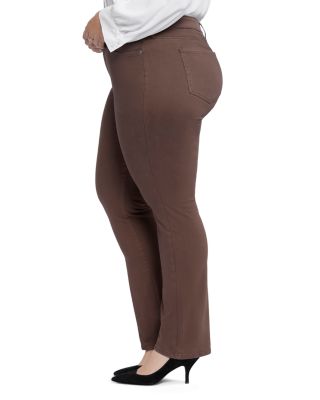 Plus Marilyn High Rise Straight Jeans in Coffee Bean