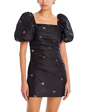 Shop Sea New York Rubina Embroidered Mini Dress In Black