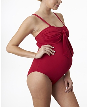 Classic Maternity One Piece Swimsuit with Central Bow