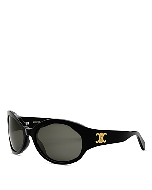 Celine Triomphe Oval Sunglasses, 62mm In Black