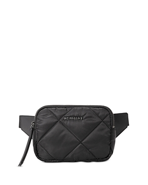 Shop Mz Wallace Madison Quilted Belt Bag In Black/gunmetal