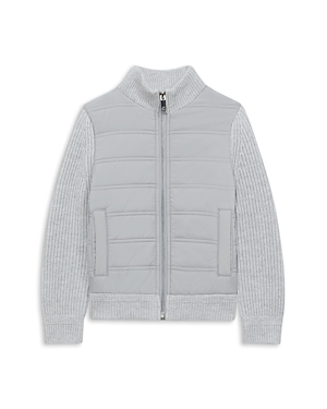 Reiss Boys' Trainer Sr Mixed Media Jacket - Big Kid In Soft Grey