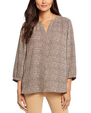 Nydj Three Quarter Sleeve Printed Pintucked Back Blouse In Willwood