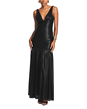 Retroféte Pleated Gown In Black