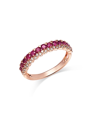 Bloomingdale's Ruby & Diamond Band In 14k Rose Gold In Pink/rose Gold