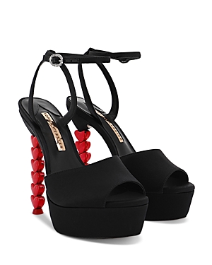 Shop Sophia Webster Women's Aphrodite Platform Heart Heel Sandals In Black Ruby