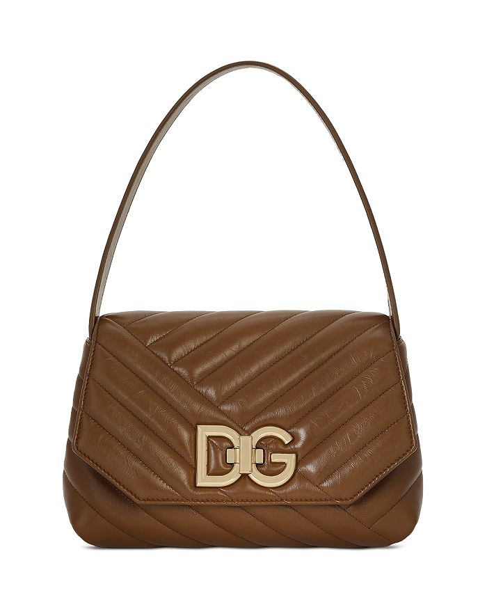 Dolce & Gabbana Brown Leather & Gold Hardware Shoulder Bag main image 1