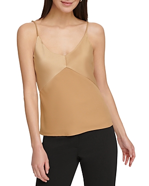 Dkny Mixed Media Camisole In Pecan