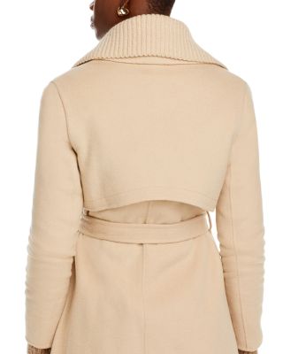 Double Breasted Ribbed Collar Coat