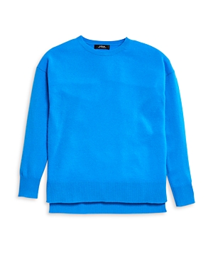 Aqua Girls' Cashmere High Low Crewneck Sweater, Big Kid - 100% Exclusive In Island Blue