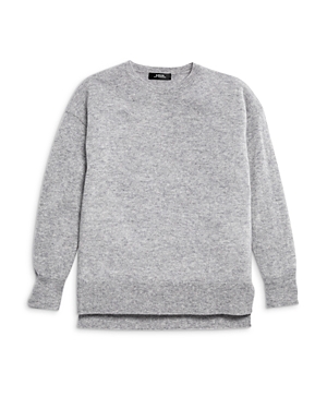 Aqua Girls' Cashmere High Low Crewneck Sweater, Big Kid - 100% Exclusive In Light Gray
