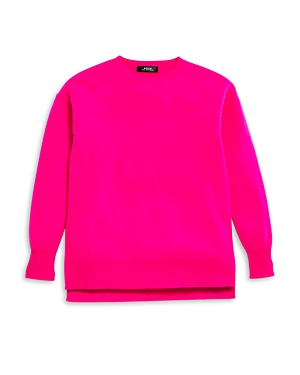 Aqua Girls' Cashmere High Low Crewneck Sweater, Big Kid - 100% Exclusive In Neon Pink