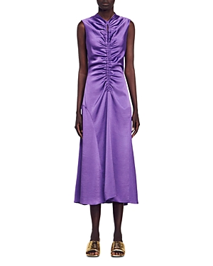 Shop Sandro Titanic Ruched Dress In Purple
