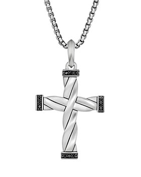 David Yurman - Sterling Silver DY Helios Black Diamond Cross Pendant