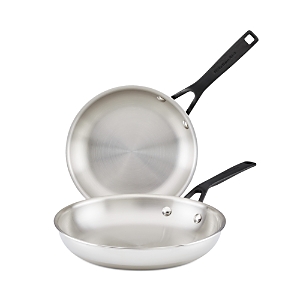 Anolon 5 Ply Skillets, Set Of 2 In Silver