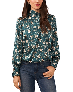 VINCE CAMUTO PRINTED BOW BACK BLOUSE