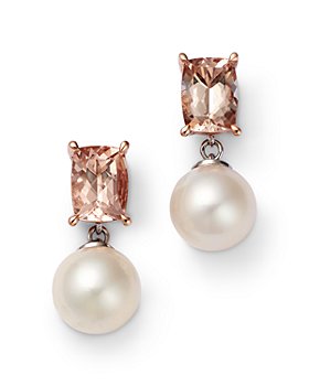 Bloomingdale's - Cultured Freshwater Pearl & Morganite Drop Earrings in 14K White & Rose Gold