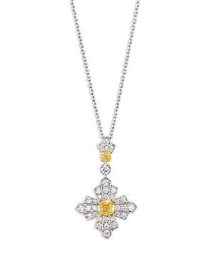 Bloomingdale's Yellow & White Diamond Radiant Pendant Necklace In 14k Yellow Gold & Platinum, 18 In White/yellow
