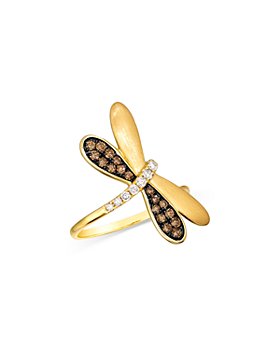 Bloomingdale's - Brown & Champagne Diamond Dragonfly Ring in 14K Yellow Gold