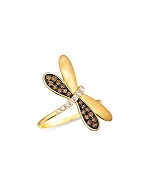 Bloomingdale's Brown & Champagne Diamond Dragonfly Ring In 14k Yellow Gold In Brown/gold