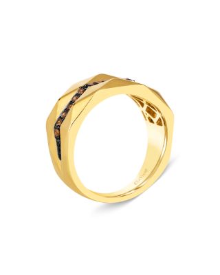 Men&#39;s Brown Diamond Band Ring in 14K Yellow Gold, 0.35 ct.t.w.