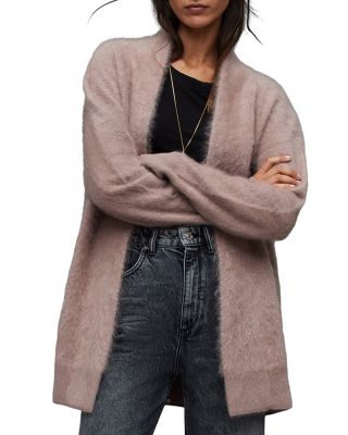 Tessa Recycled Brushed Cashmere Cardigan In Pink