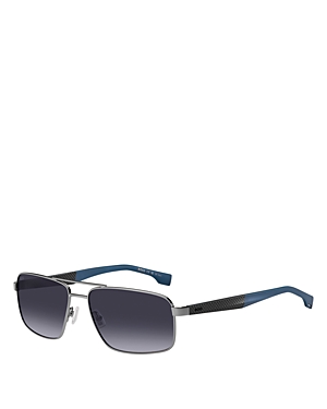 Shop Hugo Boss Boss Rectangle Aviator Sunglasses, 59mm In Gray/gray Gradient