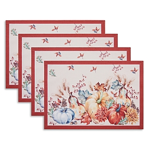 Elrene Home Fashions Botanical Harvest Pumpkin Engineered Placemats, Set Of 4 In Multi