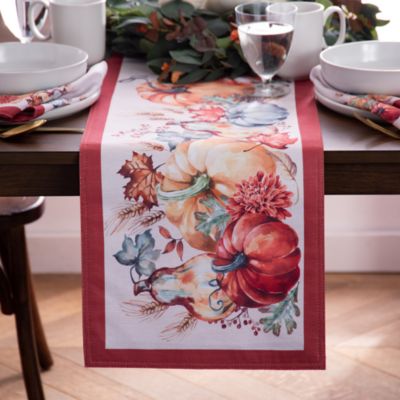 Botanical Harvest Pumpkin Engineered Table Runner, 13" x 70"