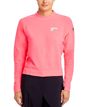 Shop Moncler Mountain Logo Fleece Sweatshirt In Pink