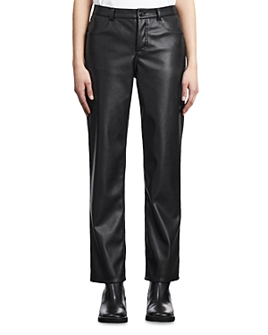 The Kooples Coated Faux Leather Straight Leg Trousers In Black