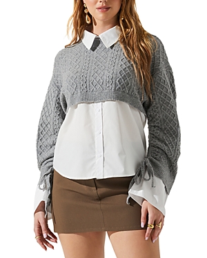 Astr The Label Carol Mixed Media Sweater In Gray