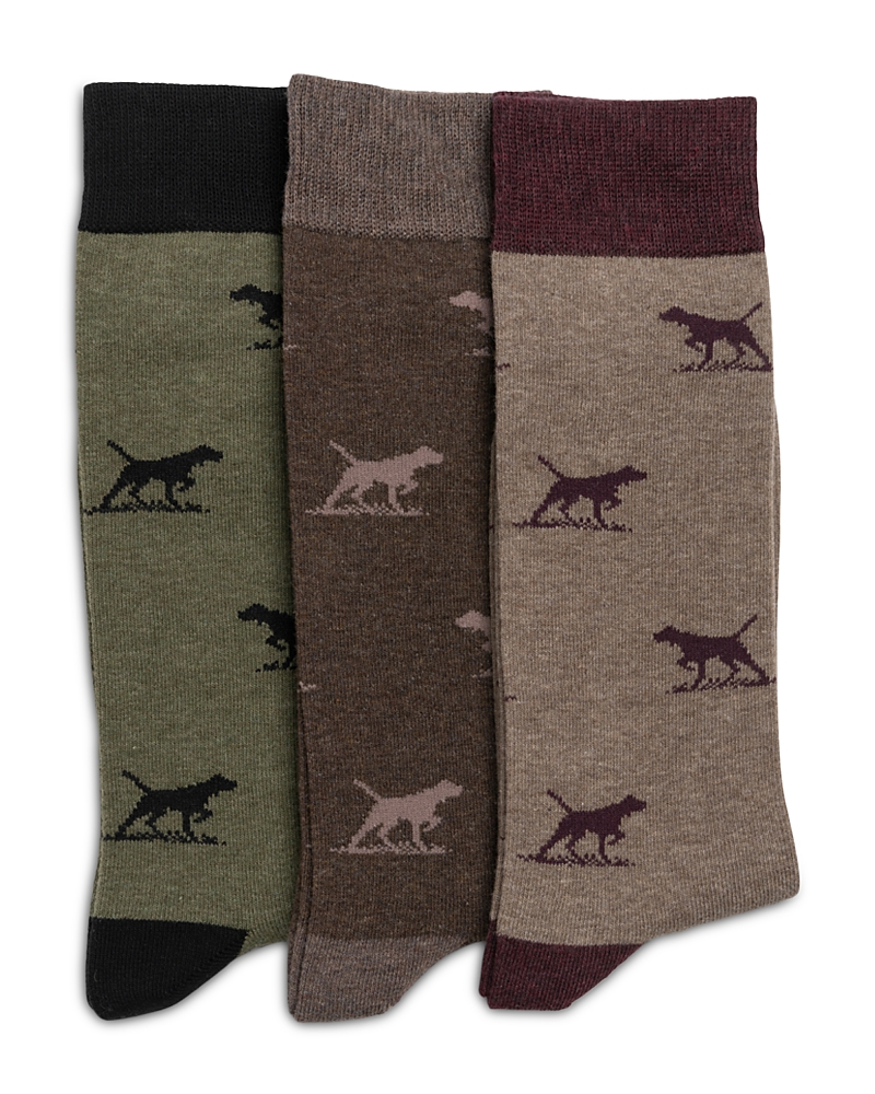 Rodd & Gunn Dogs-a-plenty Assorted 3-pack Cotton Blend Crew Socks In Earth Multi