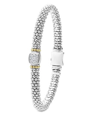 18K Yellow Gold & Sterling Silver Rittenhouse Diamond Cluster Caviar Rope Bead Bracelet